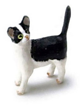 Dollhouse Miniature Kitten, Black/White